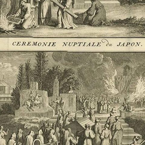 Antique Print of Japanese Wedding and Funeral Ceremonies by B. Picart, c.1730, close-up 2