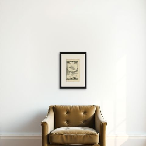 Antique Print of the Lucia Monastery by Wagenaar, c.1760, shown framed on a wall, true to size