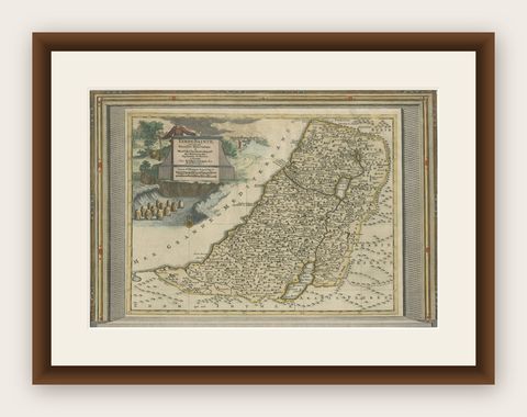 Antique Map of the Holy Land with Picture Frame Border, shown framed