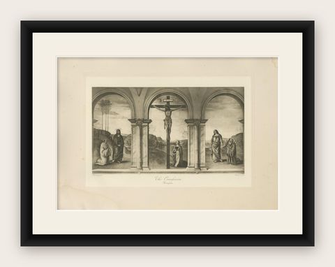 Antique Print of 'The Crucifixion' Made After Perugino 'C.1890', shown framed