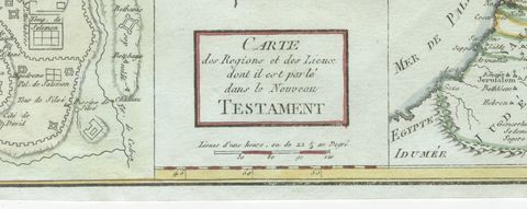 Antique New Testament Map with Plan of Jerusalem after Bonne, circa 1770, close-up 2