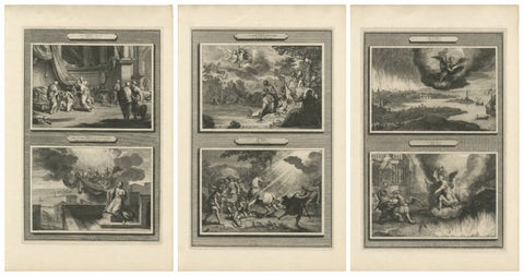 Antique Biblical Engravings, Mortier Amsterdam, Acts & Apocalypse, c.1700