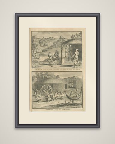 Funeral Ceremonies of the Orinoco and Brazilian Indigenous Peoples, 1734, shown framed