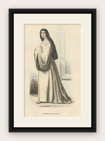 French Nun of the Order of Feuillantines, a Catholic Congregation, 1845, shown framed