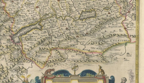 Antique Blaeu Holy Land Map, Terra Sancta Palestina, 1629, close-up 5