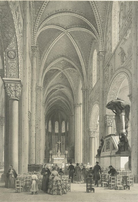 Antique Print of the Church of Saint-Germain-des-Prés by Benoist, 1863, view 2