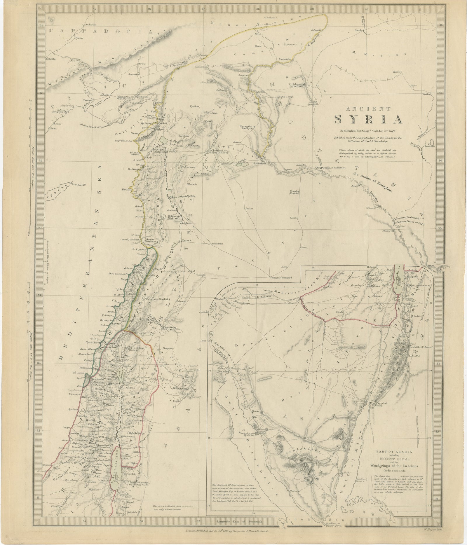 Ancient Syria Map Including Palestine, Jerusalem & Mount Sinai, 1843