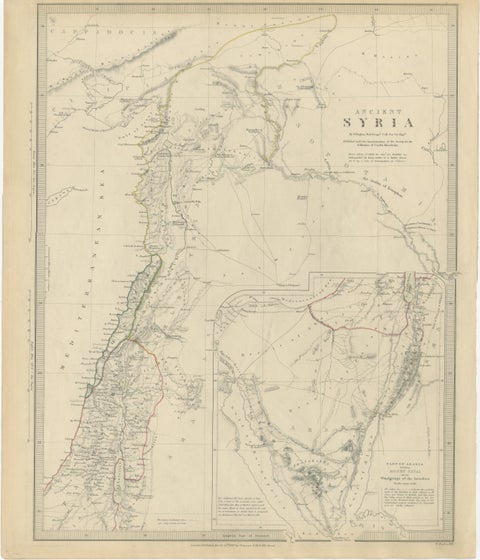 Ancient Syria Map Including Palestine, Jerusalem & Mount Sinai, 1843
