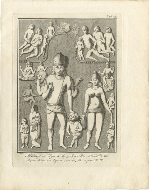 Elephanta Cave Sculpture at Station 5, Antique Niebuhr Print, 1780, view 2