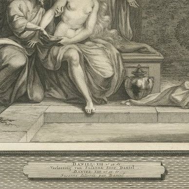 Susanna and the Elders and Susanna Delivered by Daniel, Mortier, circa 1700, close-up 2