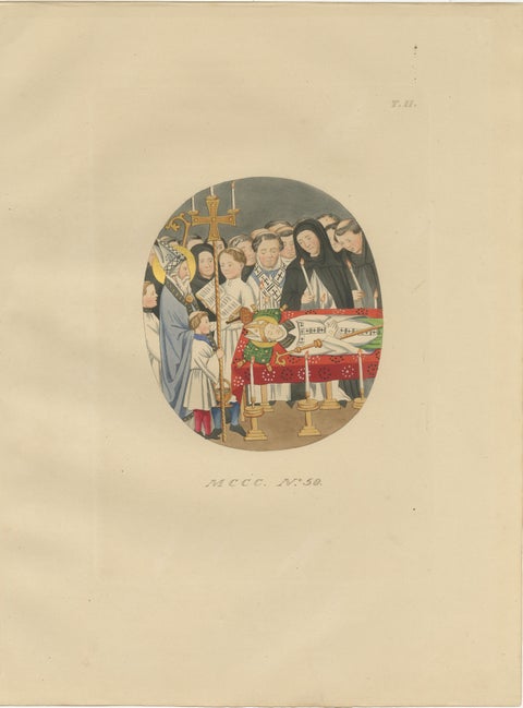 Medieval Catholic Rituals, Funeral & Mass, Hand-Colored Lithographs, 1860, view 2