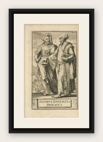 Antique Print of Jacobus Zonzalus and Donatus Magnus by De Hooghe, 1701, shown framed
