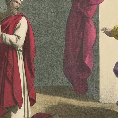 Antique Religious Print 'No. 31' the Despair of Judas, circa 1840, close-up 2