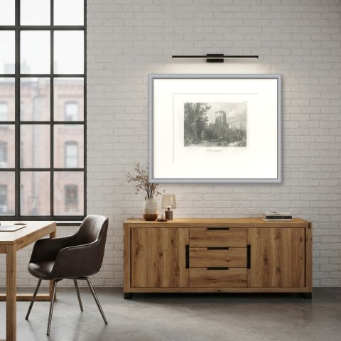 Ruins of Samaria in Palestine, Antique Romantic Landscape View, circa 1850, shown framed in a room, true to size