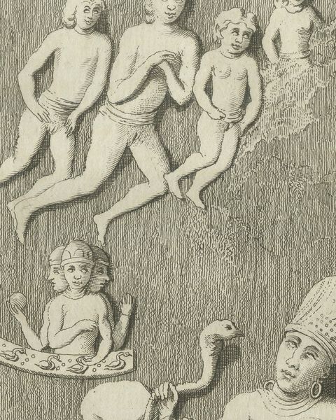 Elephanta Cave Sculpture at Station 4, Antique Niebuhr Print, 1780, close-up 2