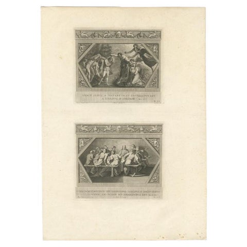Antique Religion Print of God Appearing to Isaac and Isaac and Rebecca, c.1850, view 2