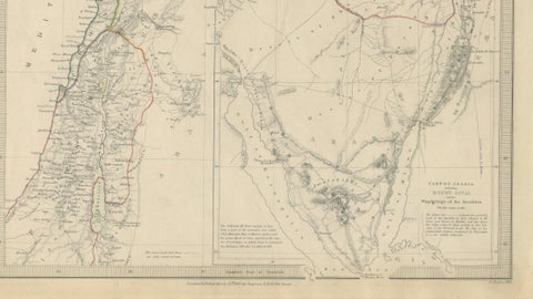 Ancient Syria Map Including Palestine, Jerusalem & Mount Sinai, 1843, close-up 2