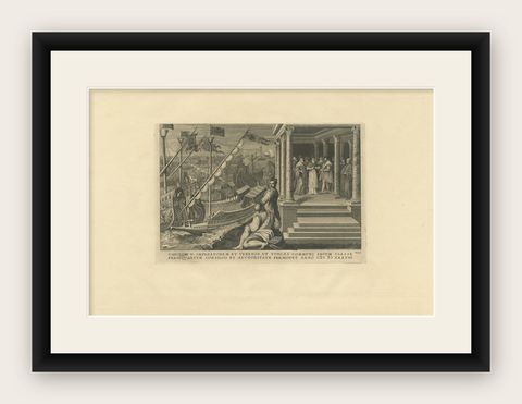 Antique Print of a Scene Related to the Union Obtained by Paul III, '1748', shown framed