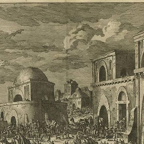 Antique Bible Print Joseph Selling Grain to His Brothers by J. Luyken, 1743, close-up 1