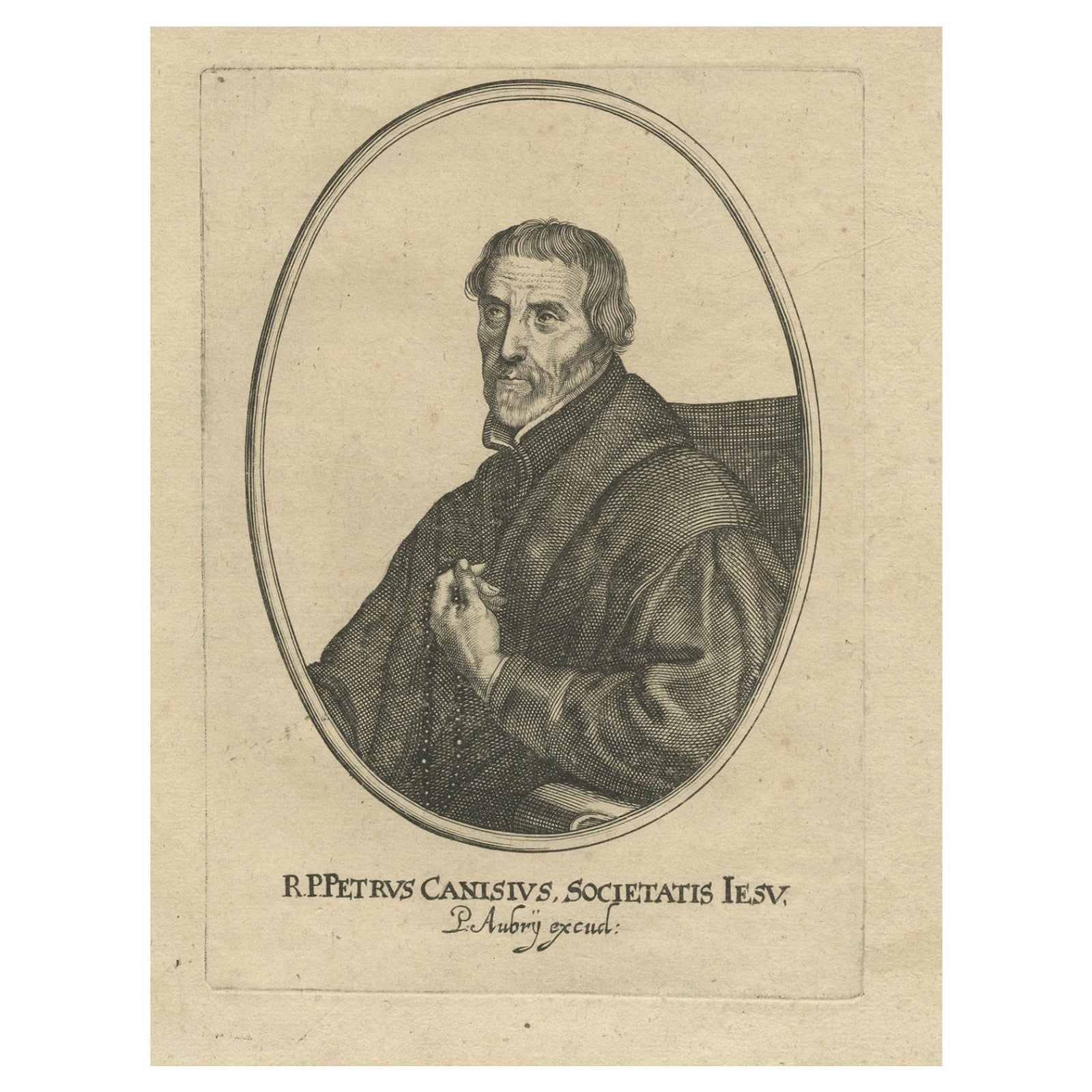 Old Portrait of Peter Canisius, a Renowned Dutch Jesuit Catholic Priest, Ca.1650