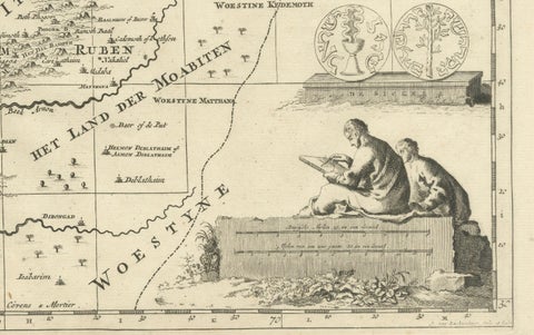 Antique Holy Land Map, Twelve Tribes of Israel, Covens & Mortier, c.1700, close-up 4