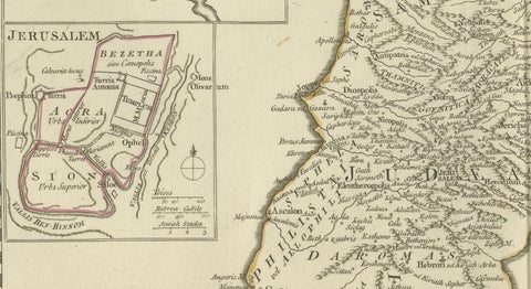 1767 D’Anville Map of the Holy Land: Ancient Divisions and Biblical Geography, close-up 3