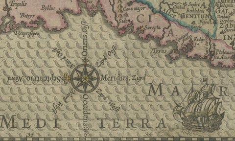 1625 Petrus Plancius / Cloppenburg Map of the Holy Land with Biblical Vignettes, close-up 4