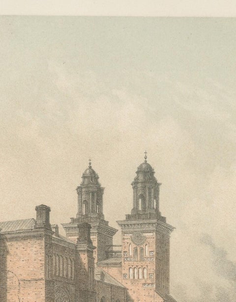 Uppsala St Eriks Torg Cathedral View, Swedish Tinted Lithograph by A. Nay, 1877, view 2