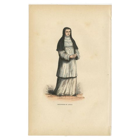 Antique Print of a Canoness of Saint John Lateran, 1845, view 2