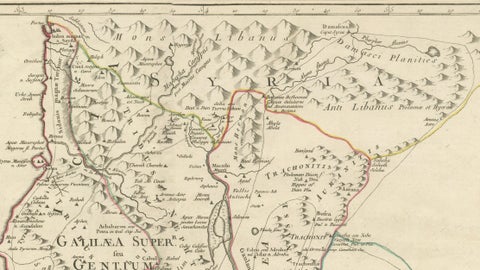 Antique Holy Land Map, Terrae Sanctae Tabula, Guillaume De L’Isle, 1782, close-up 4