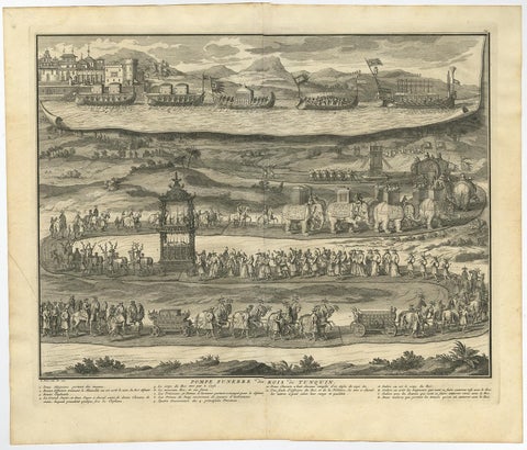 Antique Print of a Funeral Procession of the Kings of Vietnam or Tonkin, 1725, view 2