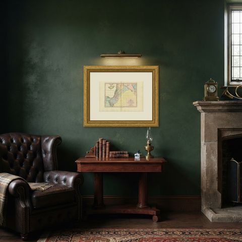The Dominions of David and Solomon, Antique Hand-Colored Map, 1823, shown framed in a room, true to size