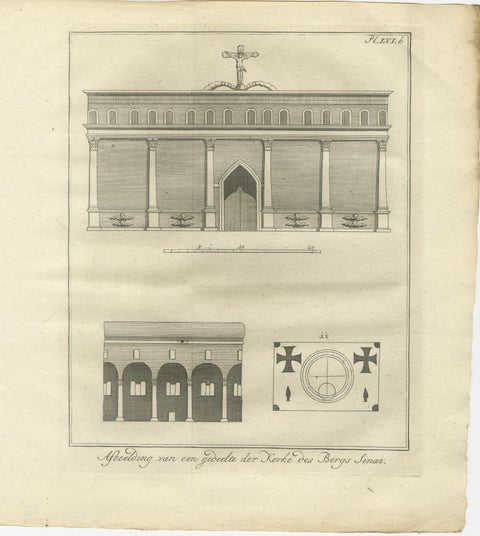 St. Catherine’s Monastery at Mount Sinai, Plan and Elevation Engravings c.1776, view 3