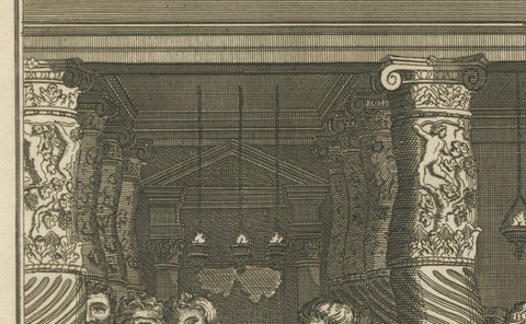 Peter & John Heal the Lame Man, Acts III Engraving c.1735, close-up 5