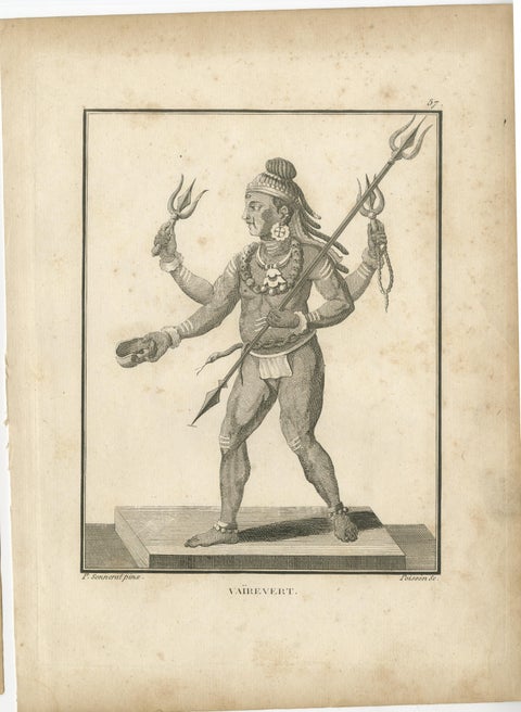 1806 Engraving: Vaivert, Fierce Form of Shiva in Hindu Mythology, view 2