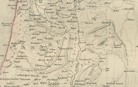 Palestine & Holy Land Map with Jerusalem Insets, Nieuwe Hand-Atlas, 1876, close-up 3