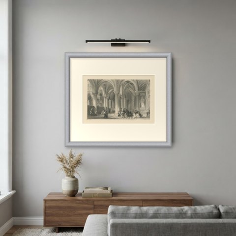 Virgin Chapel, Saint Denis Abbey, Antique Engraving after Allom, circa 1845, shown framed on a wall, true to size