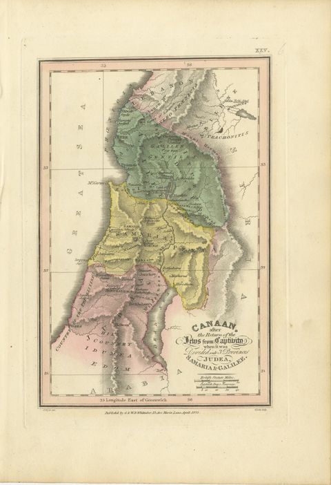 Judea, Samaria and Galilee After the Captivity, Antique Map, 1823, view 2