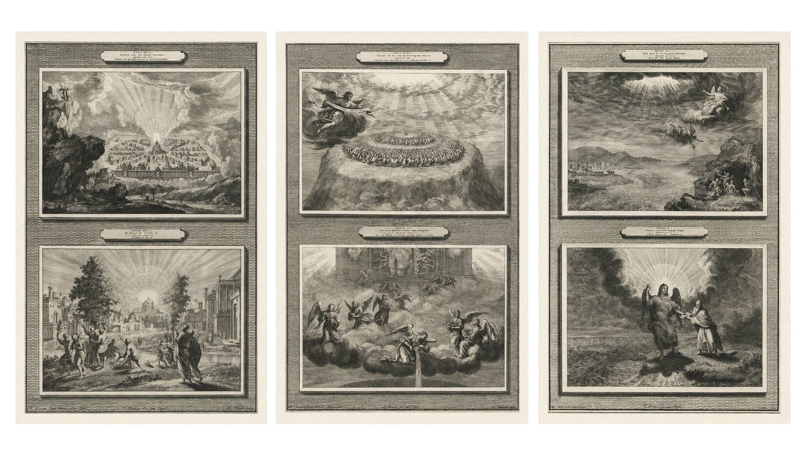Antique Biblical Engravings, Mortier Amsterdam, Apocalypse Cycle, c.1700