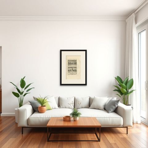 Antique Print of the Holy Sacrament by Picart, circa 1725, shown framed in a room, true to size
