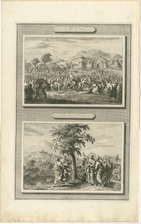 Set of Three Double-Scene Biblical Copper Engravings, Pieter Mortier, ca 1700, view 4