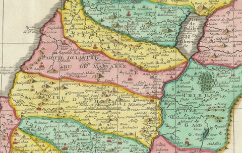 1732 Henri Chatelain Map of the Holy Land Divided Among the Tribes of Israel, close-up 2