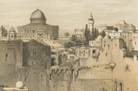 Chromolithograph of the Temple Mount in Jerusalem, Historical View of 1862, close-up 3