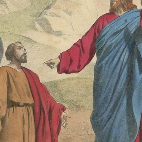 Antique Religious Print ‘No. 23’ Peter Appointed Head of the Church, circa 1840, close-up 2