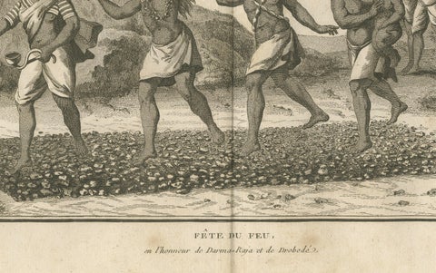 Hindu Fire-Walking Ceremony in Honor of Dharma Raja, Engraving, 1806, close-up 1
