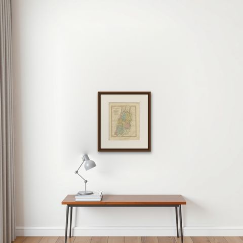 Holy Land Map, Palestina seu Terra Sancta, Biblical Geography, Wilkinson 1819, shown framed on a wall, true to size
