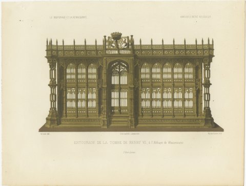 Tomb Screen of Henry VII, Westminster Abbey, Antique Print, 1851, view 2
