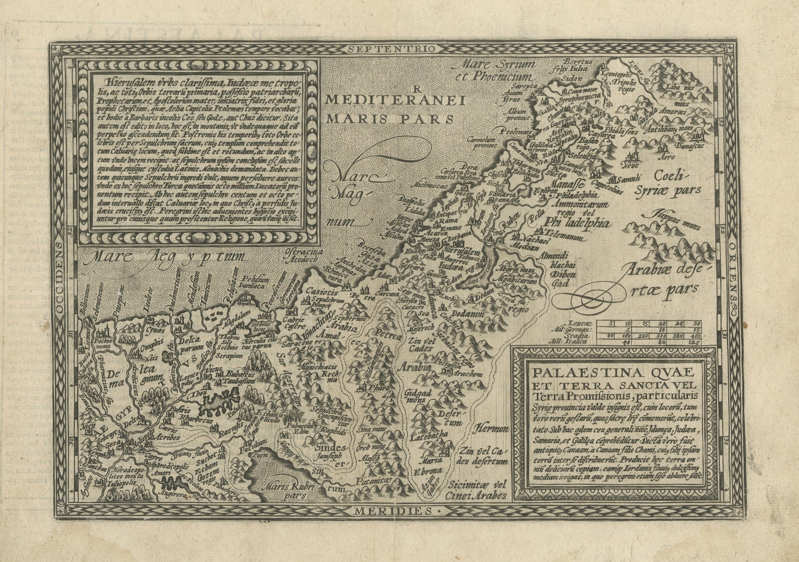 Rare 16th Century Map of the Holy Land and Palestine by Matthias Quad, ca.1599