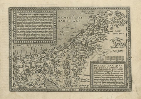 Rare 16th Century Map of the Holy Land and Palestine by Matthias Quad, ca.1599