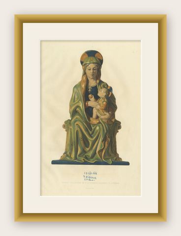 Antique Print of Madonna with Her Child by Delange '1869', shown framed